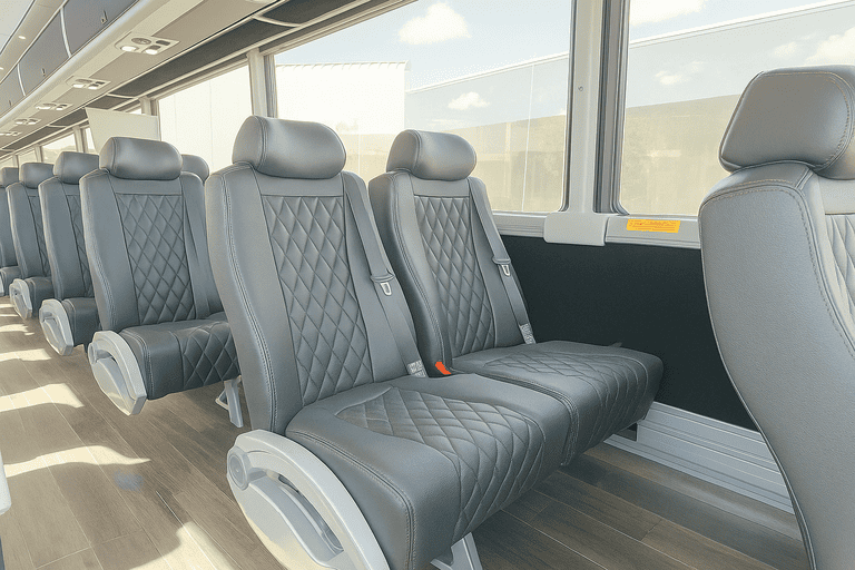 interior of Palm Bay Shuttle Bus Rentals charter bus